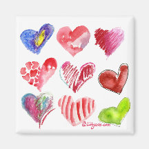 Aimant de 9 coeurs de Valentine