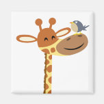 Aimant de girafe et d'ami de bande dessinée magnets