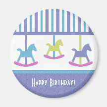 Aimant de joyeux anniversaire de carrousel