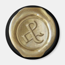Aimant de monogramme de joint de cire - or - les v