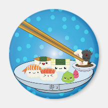 Aimant de plateau de sushi de Kawaii