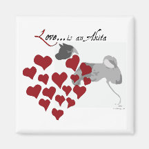 Aimant de réfrigérateur d'amour d'Akita