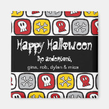 Aimant de salutation de Halloween de crânes et d'o
