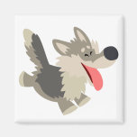 Aimant espiègle mignon de loup de bande dessinée magnets