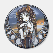 Aimant féerique d'art de lune gothique de fleur de
