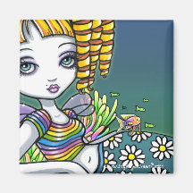 Aimant féerique d'art de sirène d'arc-en-ciel mign
