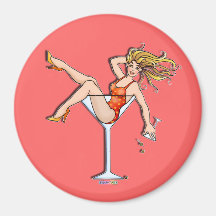 Aimant - fille dans un verre de Martini, Olivia