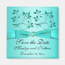 Aimant floral de faveur d'Aqua et de mariage de no