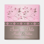 Aimant floral de faveur de mariage de moka et de r