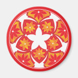Aimant floral décoratif rouge de tuiles