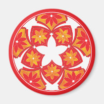 Aimant floral décoratif rouge de tuiles magnets