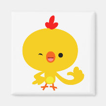 Aimant frais mignon de poulet de bande dessinée