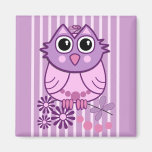 Aimant girly mignon avec le hibou de bébé