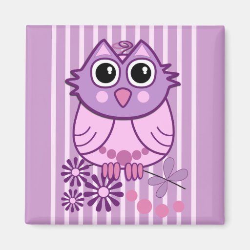 Aimant girly mignon avec le hibou de bébé