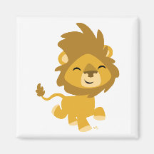 Aimant heureux de lion de bande dessinée