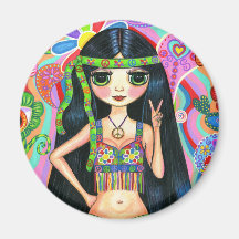 Aimant hippie de fille de signe de paix