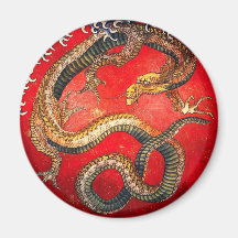 Aimant japonais de dragon d'or de Hokusai
