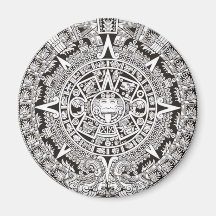 Aimant maya de calendrier noir et blanc