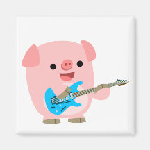 Aimant mignon de porc de bande dessinée de Rockin