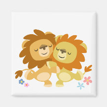 Aimant mignon de tango de deux lions de bande dess