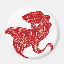 Aimant original de poisson rouge de Ciseaux-cut