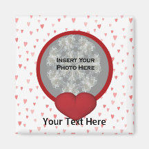 Aimant personnalisable de photo de coeurs rouges