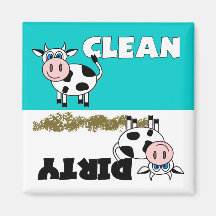 Aimant propre/sale de vache heureuse de lave-vaiss