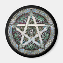 Aimant rond de pentagramme argenté