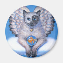 Aimant rond de Yin "Kitty Yang" d'ange de chat