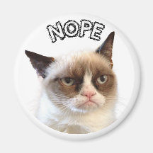 Aimant rond "NOPE " de chat grincheux original