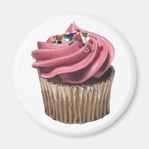 Aimant rose de petit gâteau