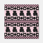 Aimant rose/noir mignon de motifs avec le chat de 