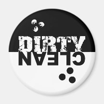 Aimant sale/propre de lave-vaisselle noir et blanc