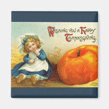 Aimant vintage de carré de thanksgiving