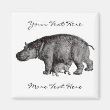 Aimant vintage d'hippopotame