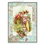 Ajouter vintages romantiques de Regency aux roses Cartes De Vœux
