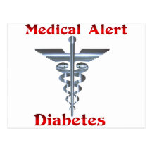 Alerte médicale de diabète cartes postales