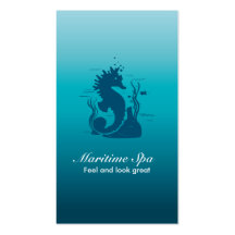 ALGUE MARITIME ET CORAUX D'HIPPOCAMPE DE SPA BLEUS MODÈLES DE CARTES DE VISITE