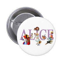 ALICE AU PAYS DES MERVEILLES ET AMIS BADGE AVEC ÉPINGLE