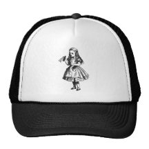 Alice avec la "boisson je" bouteille casquette