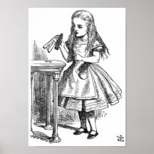 Alice avec la "boisson je" bouteille posters