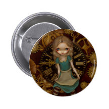"Alice bouton dans rouages" Badge