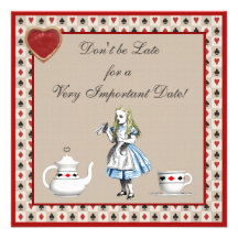 Alice dans des invitations de thé de baby shower d