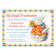 Alice dans des invitations faits sur commande de f