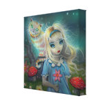 Alice dans la copie de toile enveloppée par pays d toile tendue sur châssis