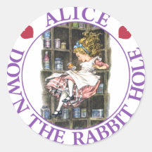 ALICE EN BAS DU TERRIER DE LAPIN ADHÉSIF ROND