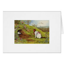 Alice en bas du terrier de lapin cartes de vœux