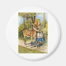 ALICE ET LA DAINE, UN CERF COMMUN, UN CERF COMMUN  AIMANT POUR RÉFRIGÉRATEUR