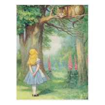Alice et le chat de Cheshire Carte Postale