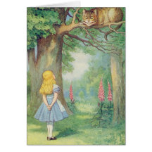 Alice et le chat de Cheshire Cartes De Vœux